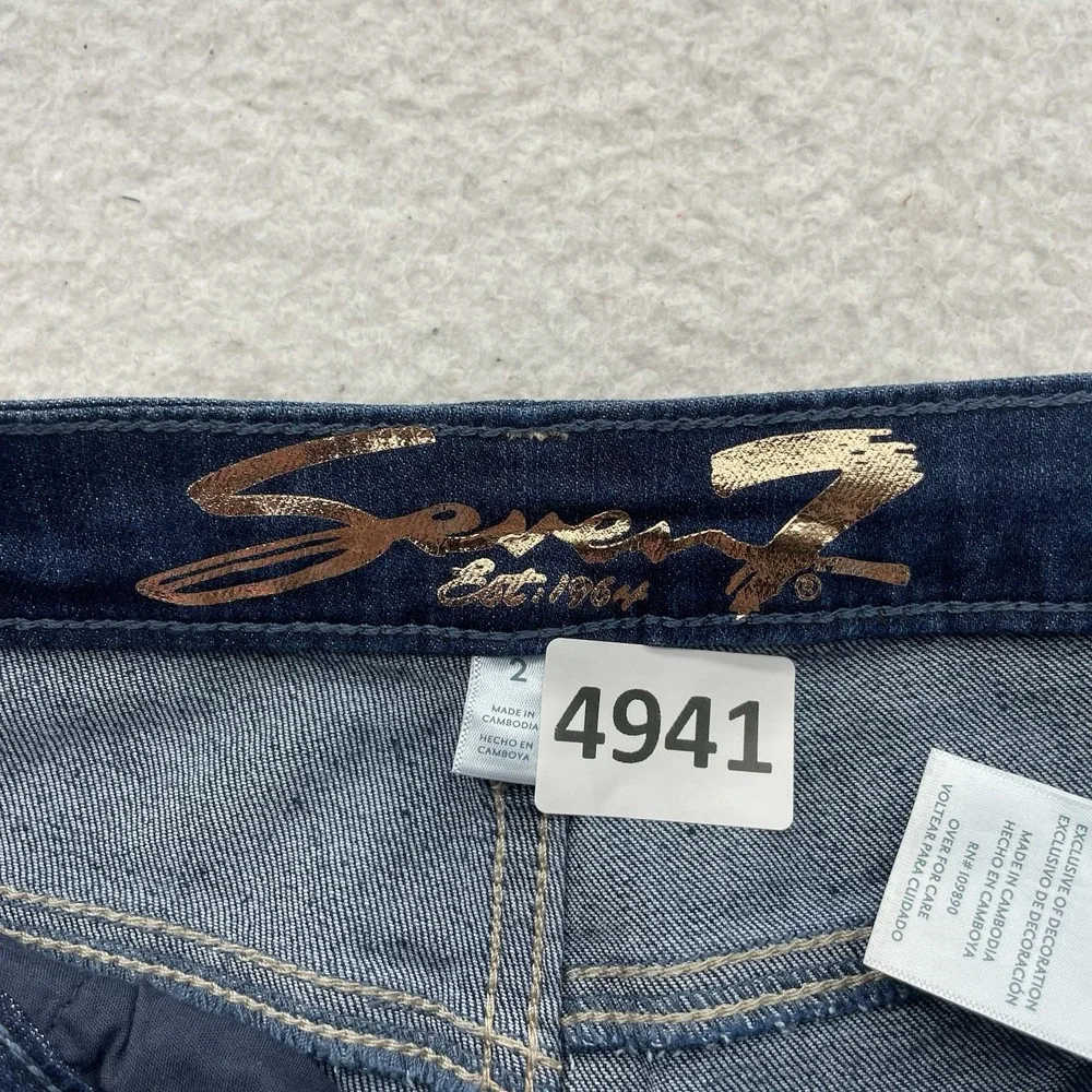 Seven7 Jeans Womens 2 28x32 High Rise Slim‎ Flare Blue Stretch Whiskered Denim